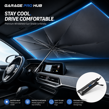Garage Pro Hub Foldable UV Reflective Car Sunshade Umbrella