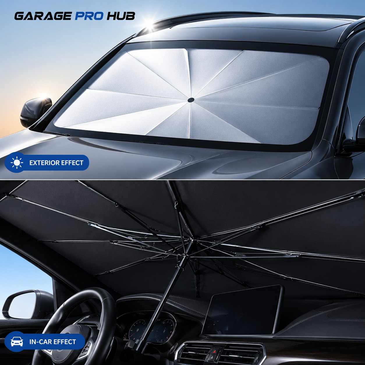 Garage Pro Hub Foldable UV Reflective Car Sunshade Umbrella
